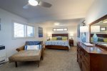 The large master bedroom has a very comfortable king size bed, large dresser, comfortable futon chair which makes into a single bed and large flat screen TV. 